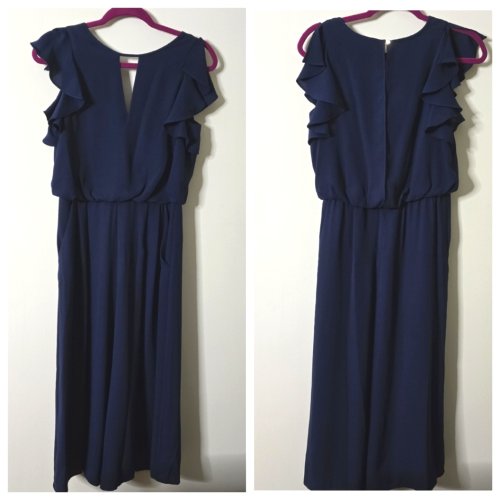 Eliza J Sleeveless Ruffled Cropped Wide Leg Palazzo Style Jumpsuit Size 4